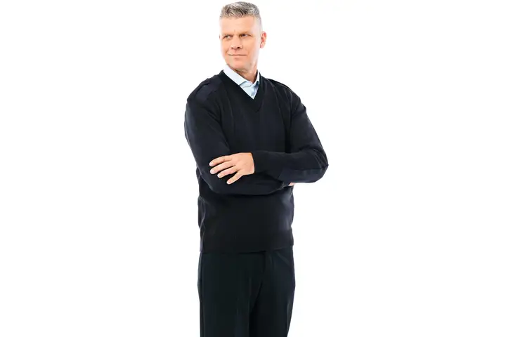 Cobmex V-neck Military With Velcro Epaulets, Poly-cotton Shoulder And Elbow Patches